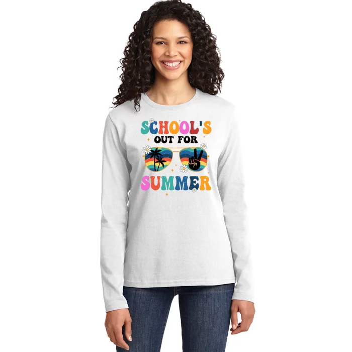 Schools Out For Summer Hippie Retro Ladies Long Sleeve Shirt