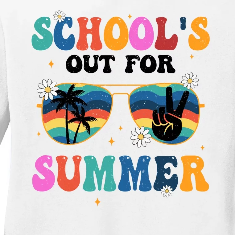 Schools Out For Summer Hippie Retro Ladies Long Sleeve Shirt