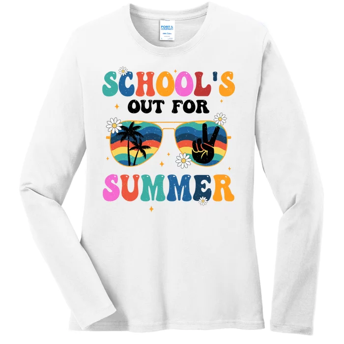 Schools Out For Summer Hippie Retro Ladies Long Sleeve Shirt