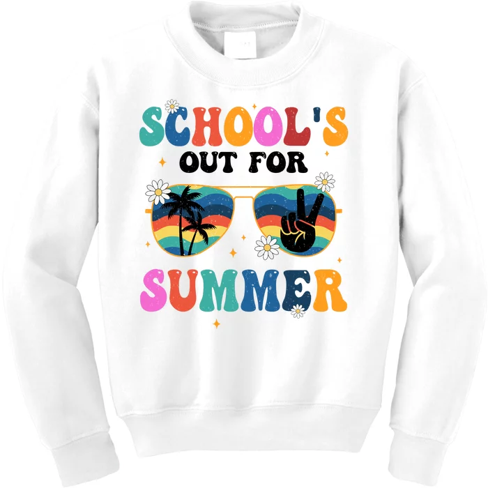 Schools Out For Summer Hippie Retro Kids Sweatshirt