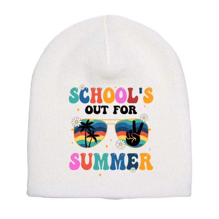 Schools Out For Summer Hippie Retro Short Acrylic Beanie