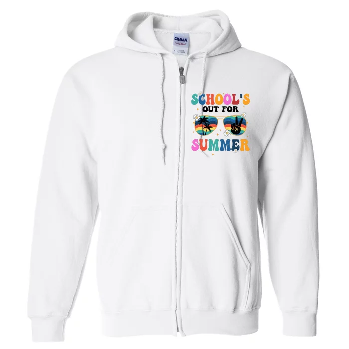 Schools Out For Summer Hippie Retro Full Zip Hoodie