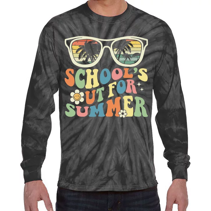 School's Out For Summer Graduation Teacher Sunglasses Retro Tie-Dye Long Sleeve Shirt