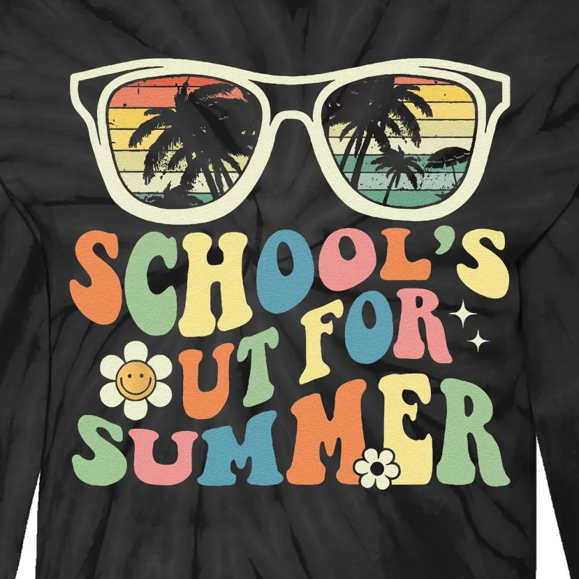 School's Out For Summer Graduation Teacher Sunglasses Retro Tie-Dye Long Sleeve Shirt