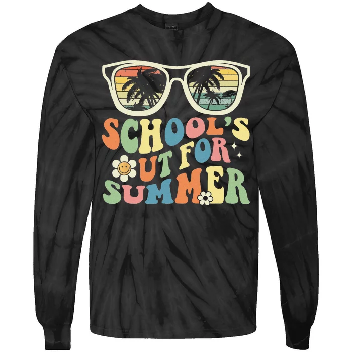 School's Out For Summer Graduation Teacher Sunglasses Retro Tie-Dye Long Sleeve Shirt