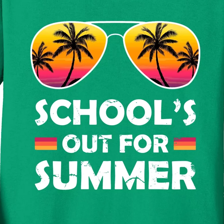 School's Out For Summer Palm Trees Kids Long Sleeve Shirt