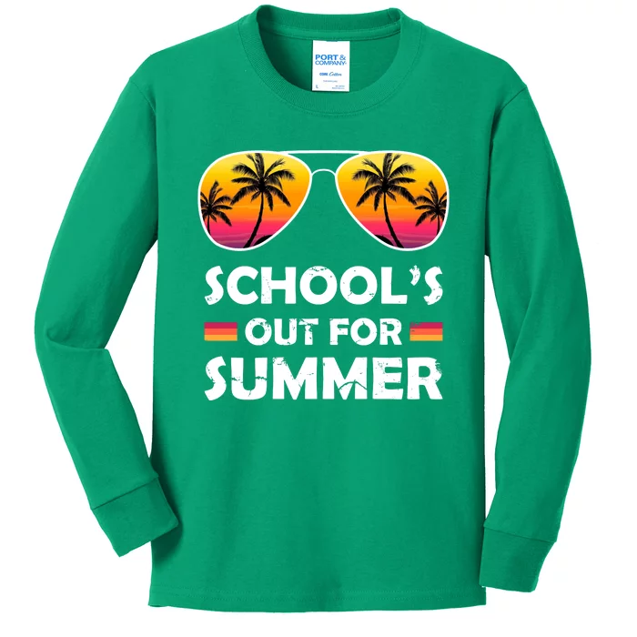 School's Out For Summer Palm Trees Kids Long Sleeve Shirt