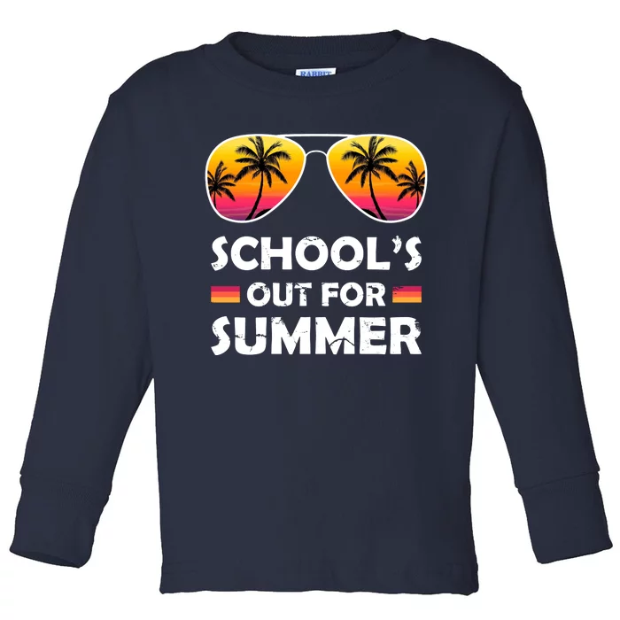 School's Out For Summer Palm Trees Toddler Long Sleeve Shirt