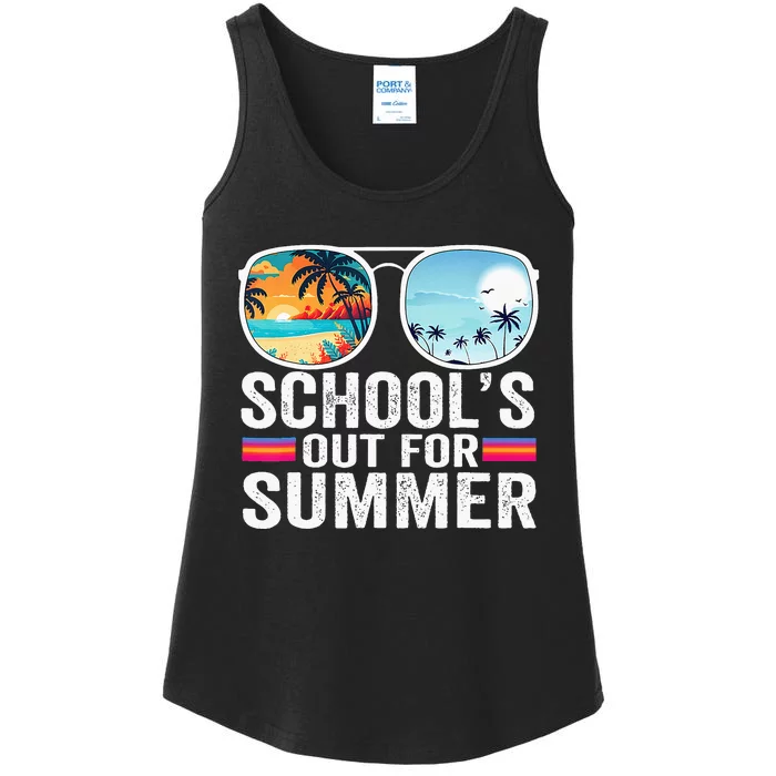 Schools Out For Summer Glasses Last Day Of School Teacher Ladies Essential Tank