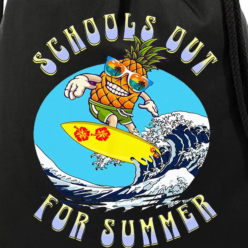 School's Out For Summer Beach Surfing Lake Summer Vacation Drawstring Bag