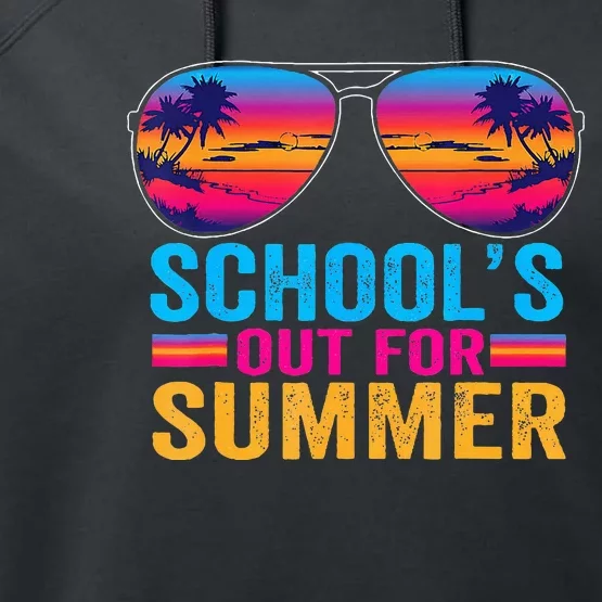 Schools Out For Summer Glasses Last Day Of School Teacher Performance Fleece Hoodie