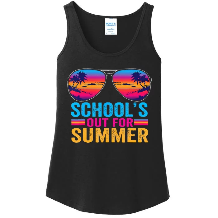 Schools Out For Summer Glasses Last Day Of School Teacher Ladies Essential Tank