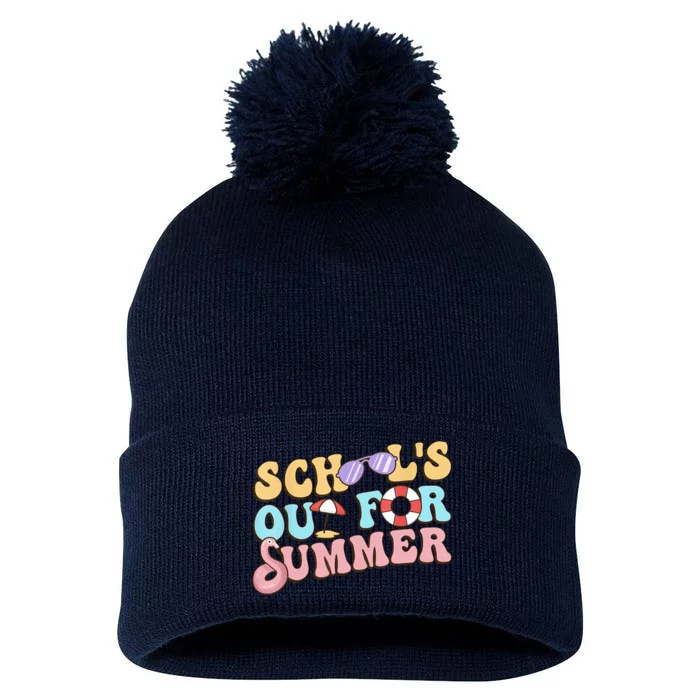 Schools Out For Summer Happy Last Day Of School Teacher Pom Pom 12in Knit Beanie