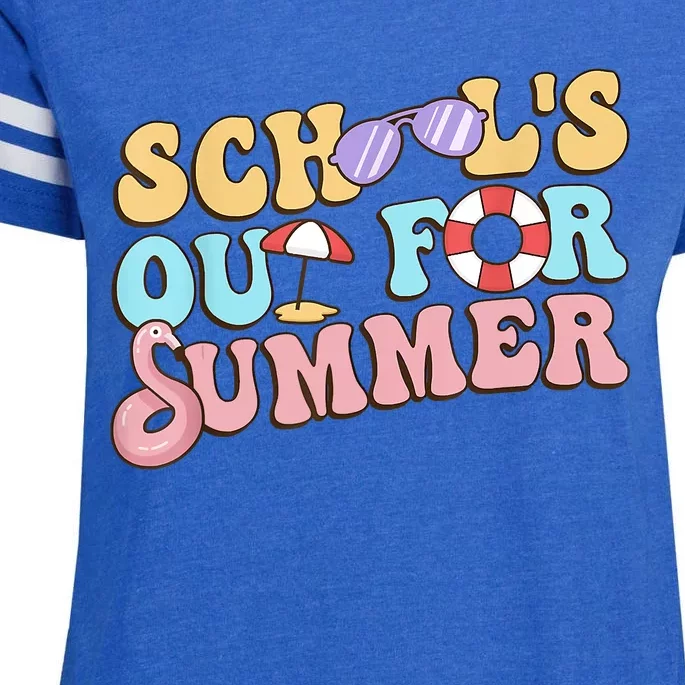 Schools Out For Summer Happy Last Day Of School Teacher Enza Ladies Jersey Football T-Shirt