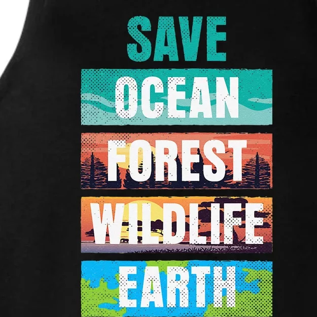 Save Ocean Forest Wildlife Earth Climate Change Gift Ideas Ladies Tri-Blend Wicking Tank