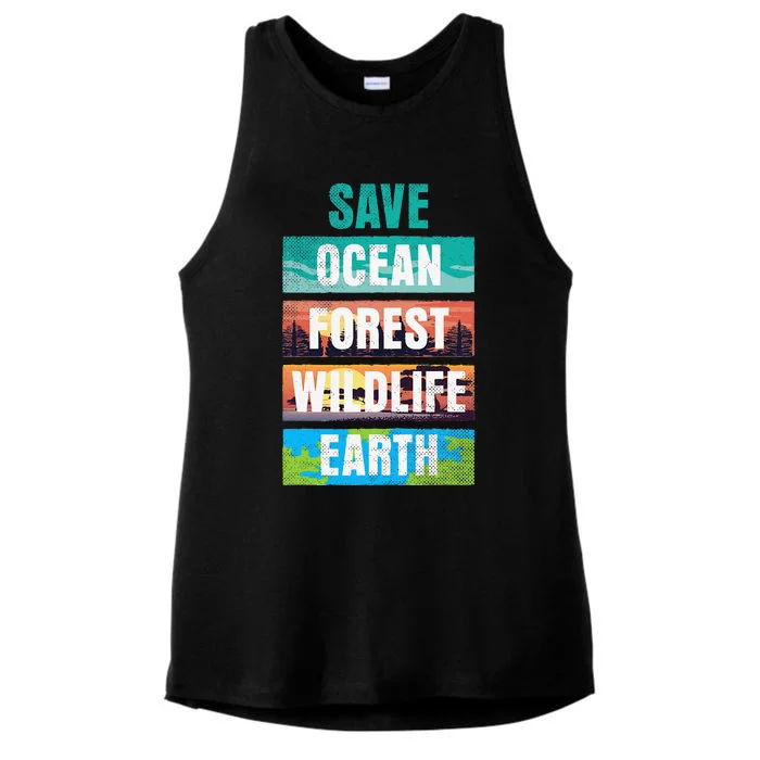 Save Ocean Forest Wildlife Earth Climate Change Gift Ideas Ladies Tri-Blend Wicking Tank