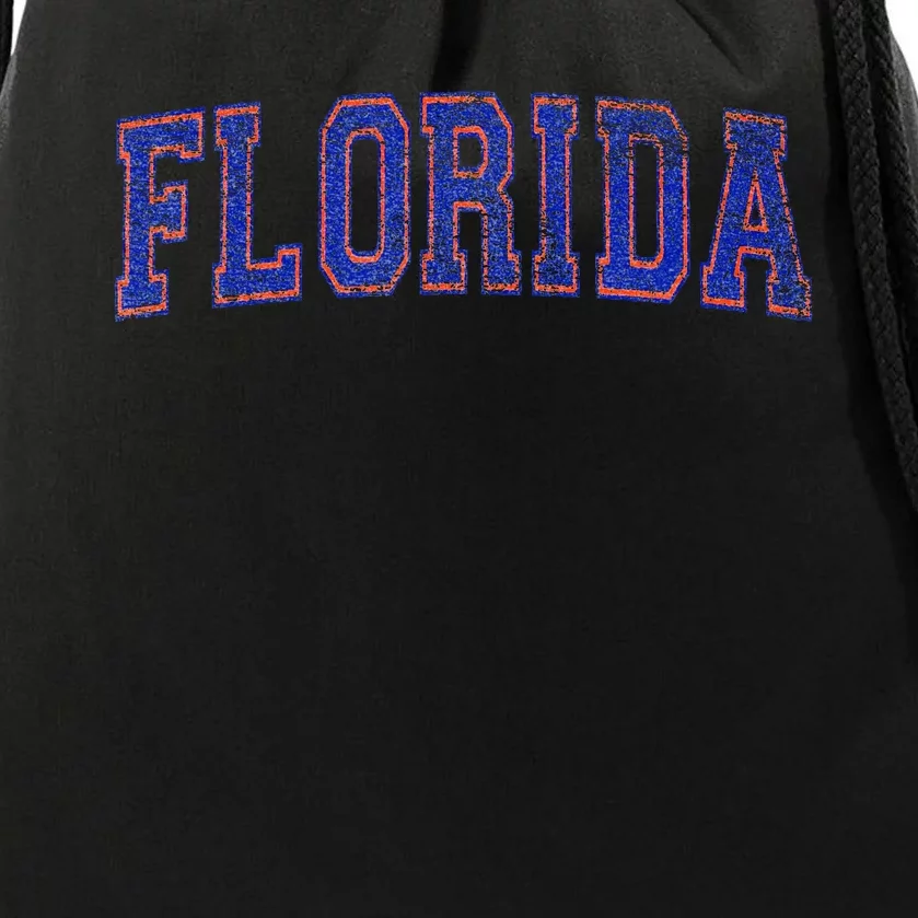 State Of Florida Varsity Blue Weathered Drawstring Bag