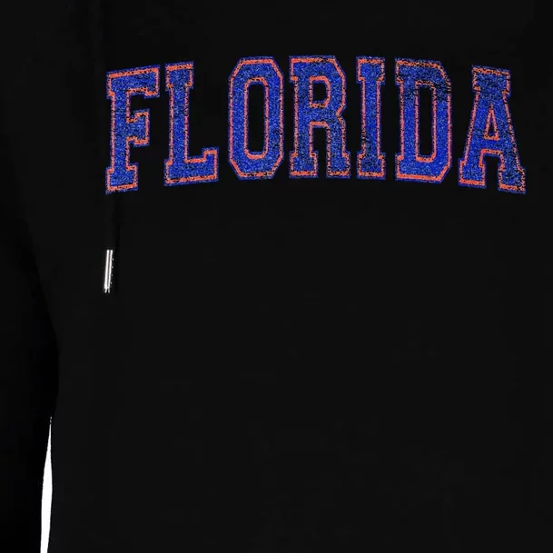 State Of Florida Varsity Blue Weathered Womens Funnel Neck Pullover Hood