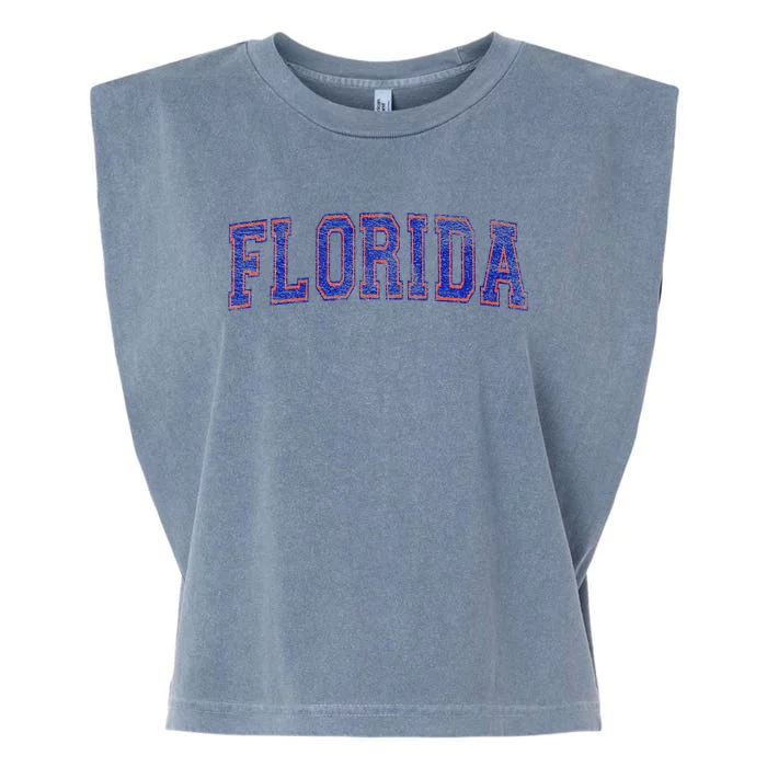 State Of Florida Varsity Blue Weathered Garment-Dyed Women's Muscle Tee