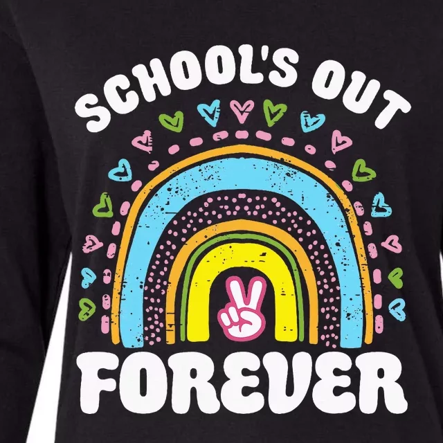 SchoolS Out Forever Rainbow Teacher Retirement Womens Cotton Relaxed Long Sleeve T-Shirt