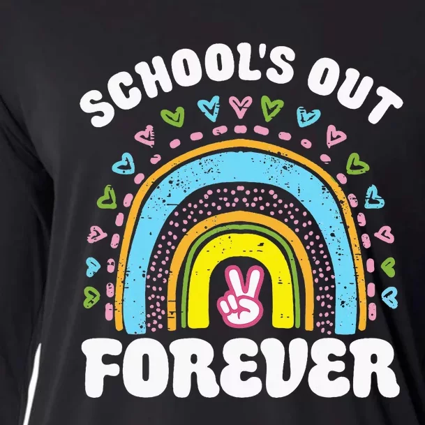 SchoolS Out Forever Rainbow Teacher Retirement Cooling Performance Long Sleeve Crew