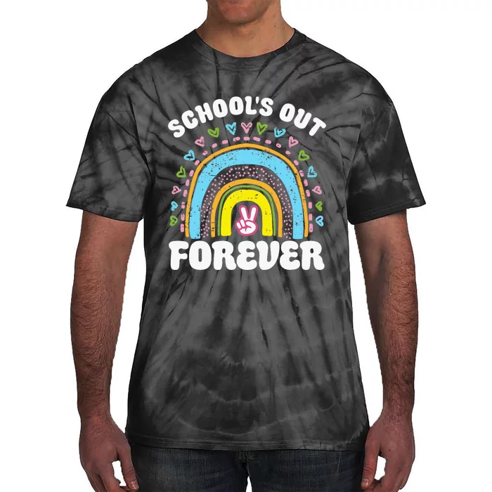 SchoolS Out Forever Rainbow Teacher Retirement Tie-Dye T-Shirt