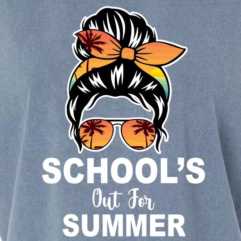 Schools Out For Summer Female Bun Sunglass Garment-Dyed Women's Muscle Tee