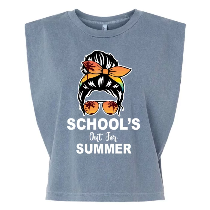 Schools Out For Summer Female Bun Sunglass Garment-Dyed Women's Muscle Tee