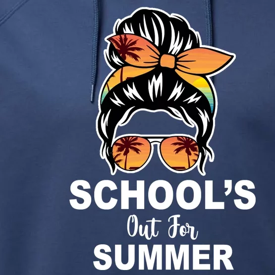 Schools Out For Summer Female Bun Sunglass Performance Fleece Hoodie