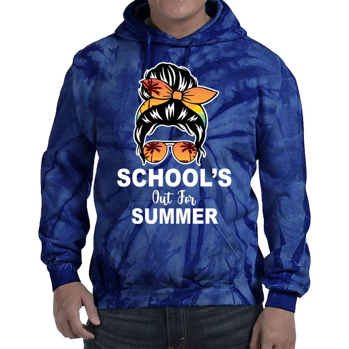 Schools Out For Summer Female Bun Sunglass Tie Dye Hoodie