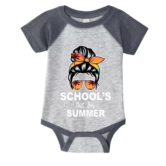 Schools Out For Summer Female Bun Sunglass Infant Baby Jersey Bodysuit