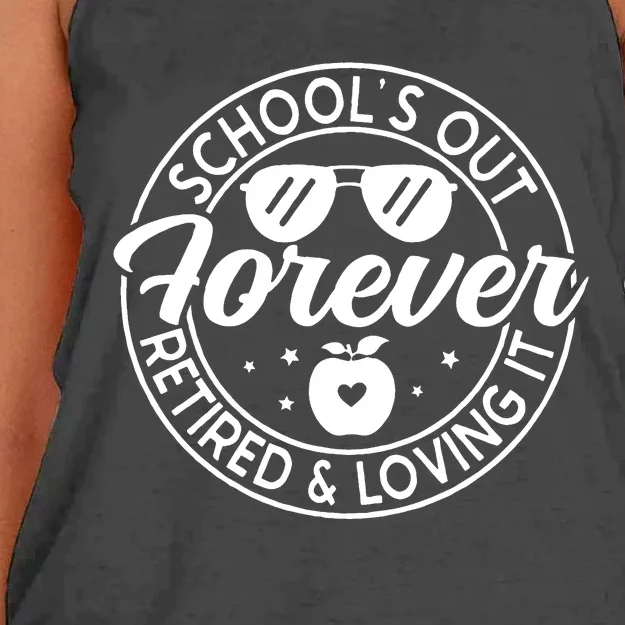 SchoolS Out Forever Retired And Loving It Women's Knotted Racerback Tank