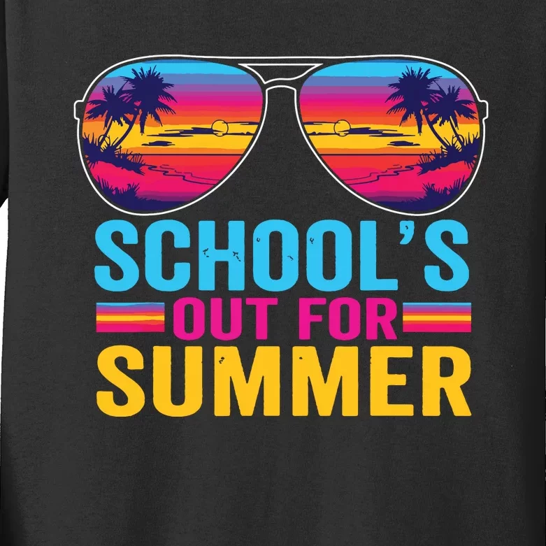 Schools Out For Summer Glasses Last Day Of School Teacher Kids Long Sleeve Shirt