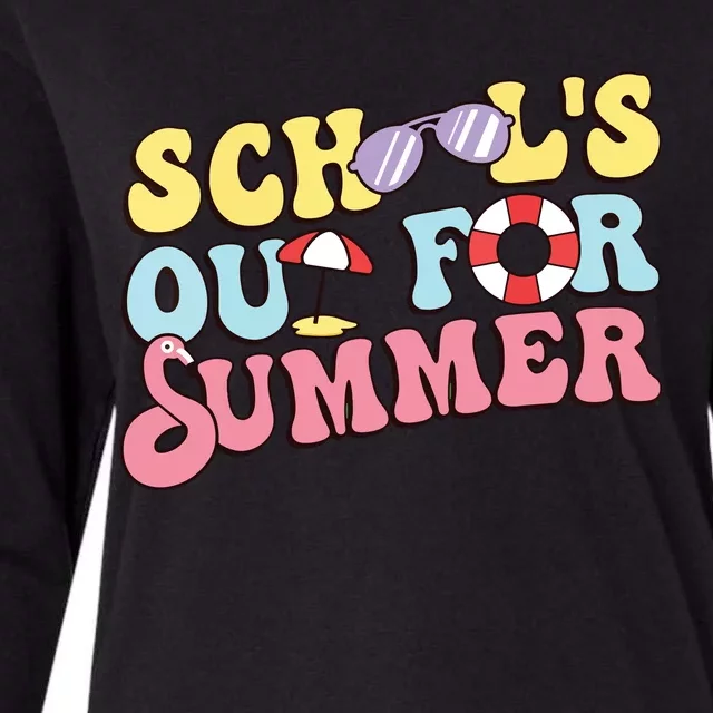 Schools Out For Summer Graduation Students Teacher Vacation. Womens Cotton Relaxed Long Sleeve T-Shirt