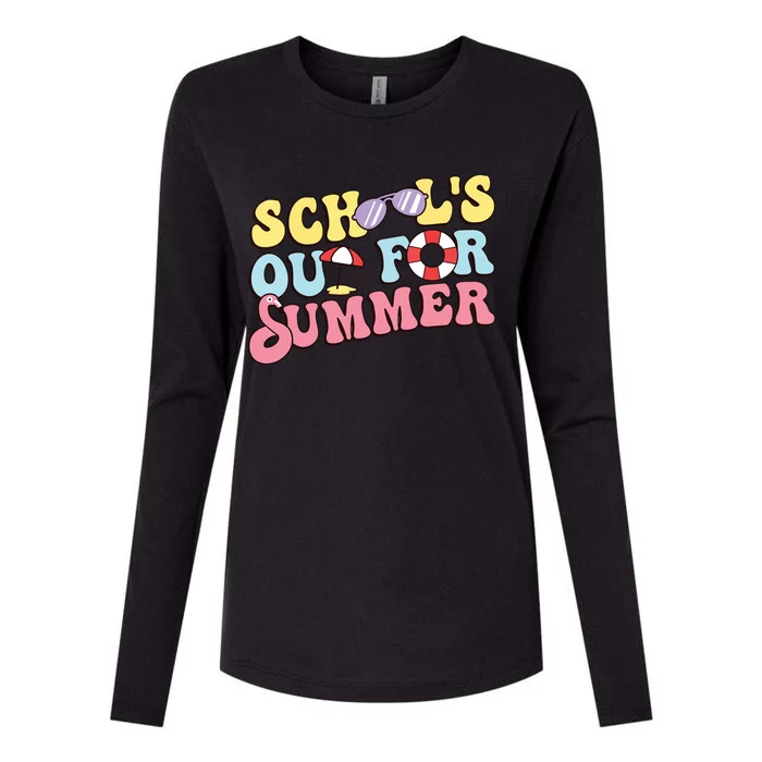 Schools Out For Summer Graduation Students Teacher Vacation. Womens Cotton Relaxed Long Sleeve T-Shirt