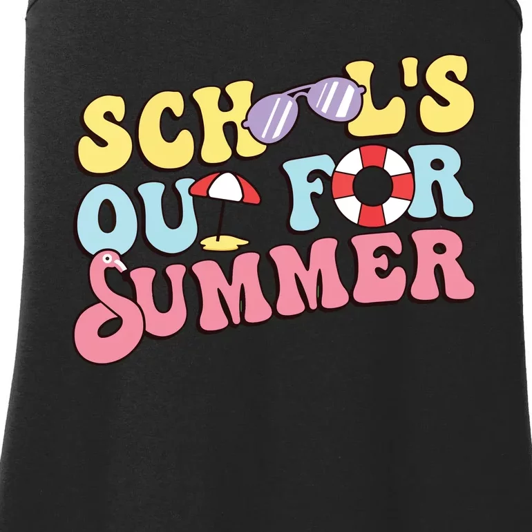 Schools Out For Summer Graduation Students Teacher Vacation. Ladies Essential Tank