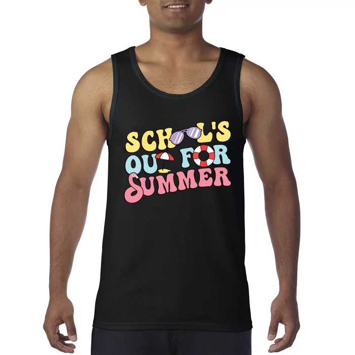 Schools Out For Summer Graduation Students Teacher Vacation. Tank Top