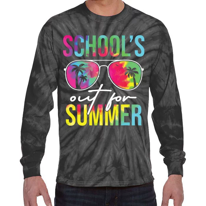 Schools Out For Summer Graduation Students Teacher Vacation Tie-Dye Long Sleeve Shirt