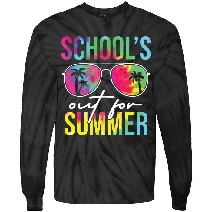 Schools Out For Summer Graduation Students Teacher Vacation Tie-Dye Long Sleeve Shirt