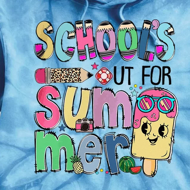 School's Out For Summer Teacher Summer Vacation Tie Dye Hoodie