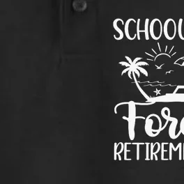 Schools Out Forever Retirement White Dry Zone Grid Performance Polo