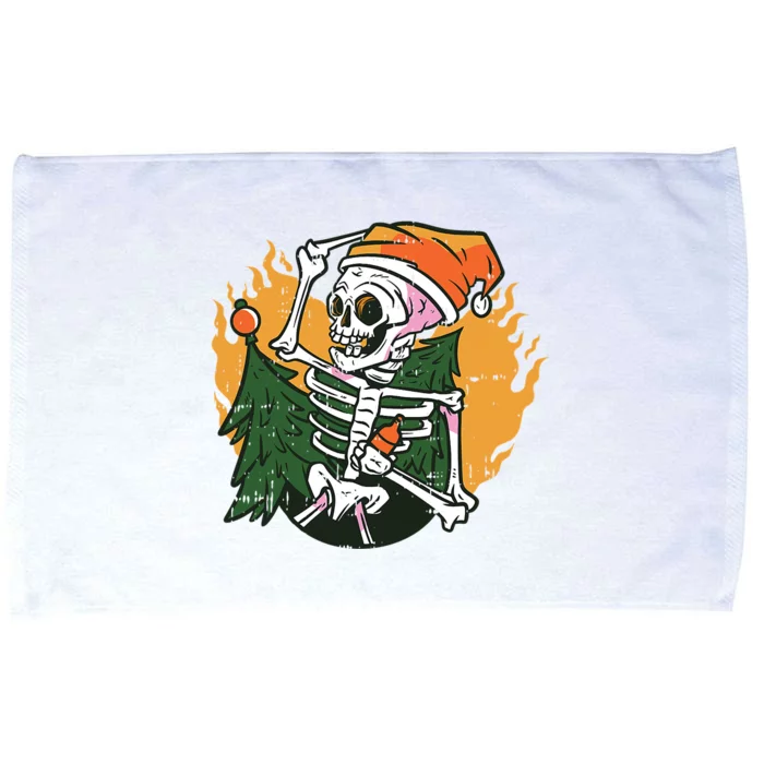 Skeleton On Fire Christmas Pajama Cool Skull Bones Xmas Microfiber Hand Towel