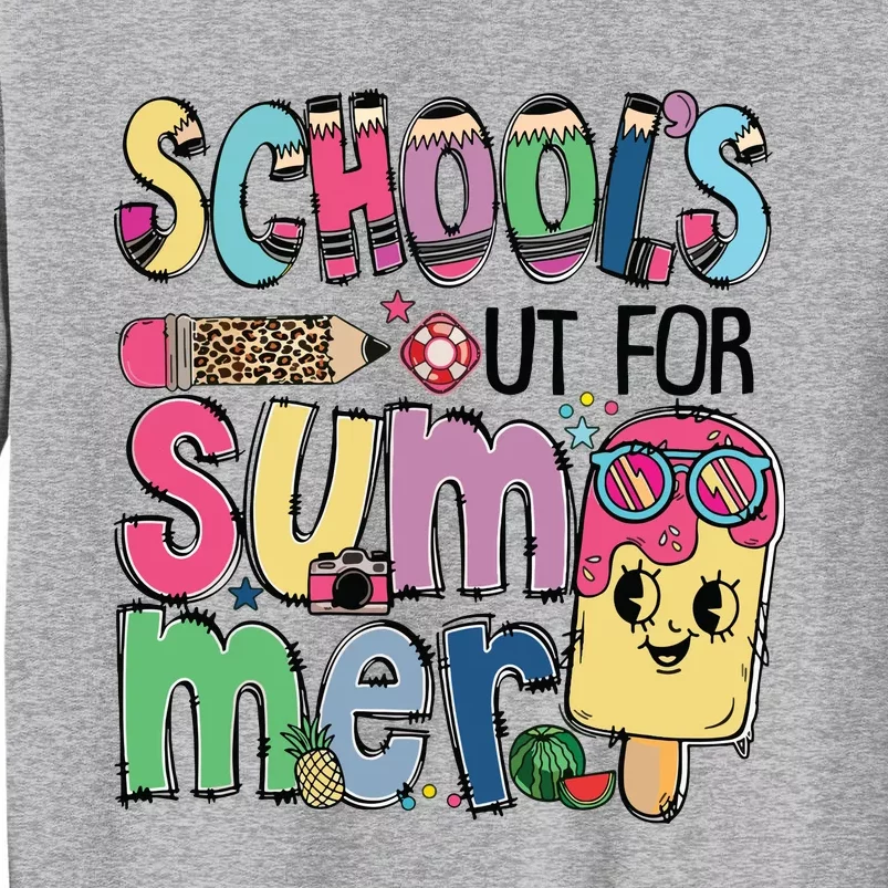 Schools Out For Summer Teacher Boy Girl Summer Vacation Tall Sweatshirt