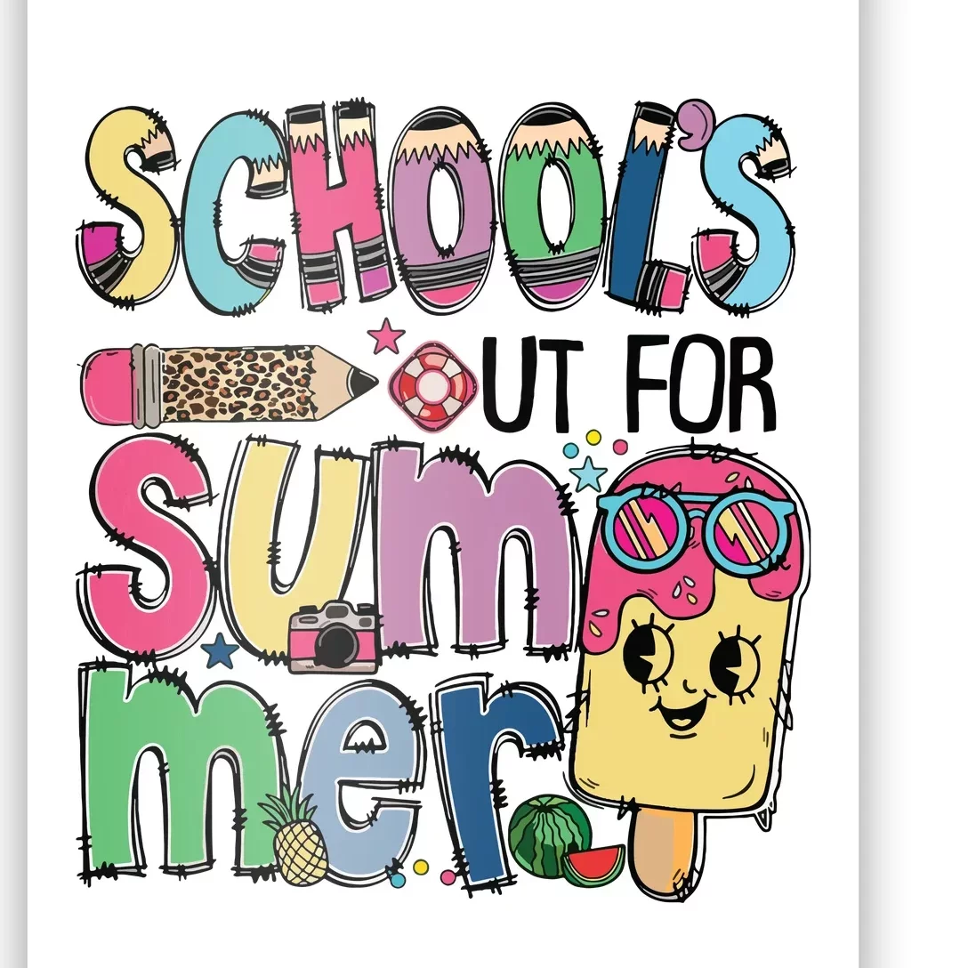 Schools Out For Summer Teacher Boy Girl Summer Vacation Poster