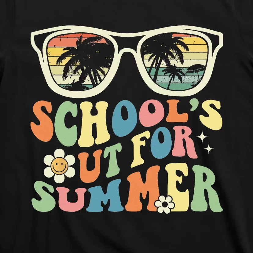 School's Out For Summer Graduation Teacher Sunglasses Retro T-Shirt