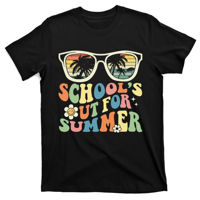 School's Out For Summer Graduation Teacher Sunglasses Retro T-Shirt