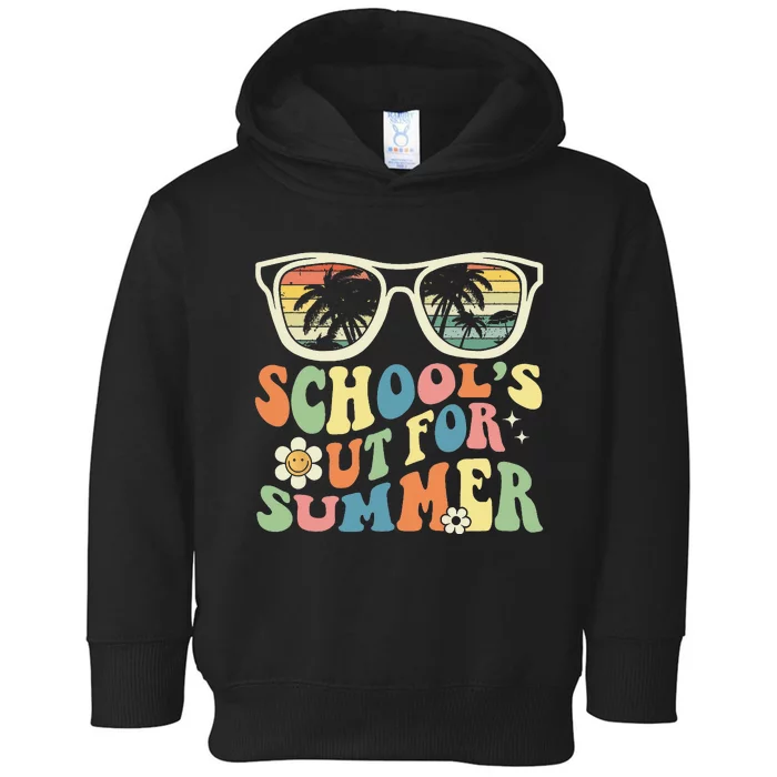 School's Out For Summer Graduation Teacher Sunglasses Retro Toddler Hoodie