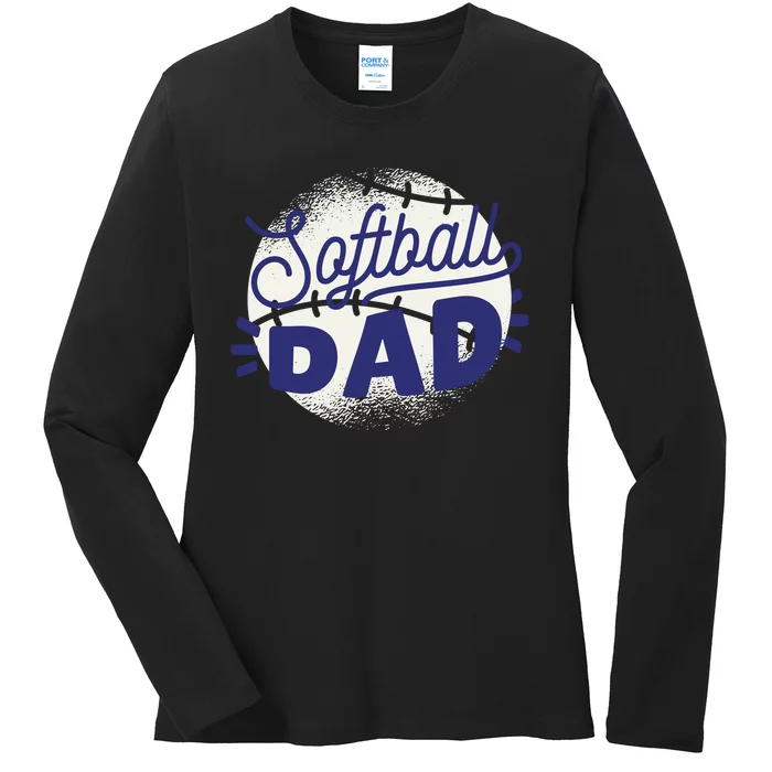 Softball Dad Ladies Long Sleeve Shirt