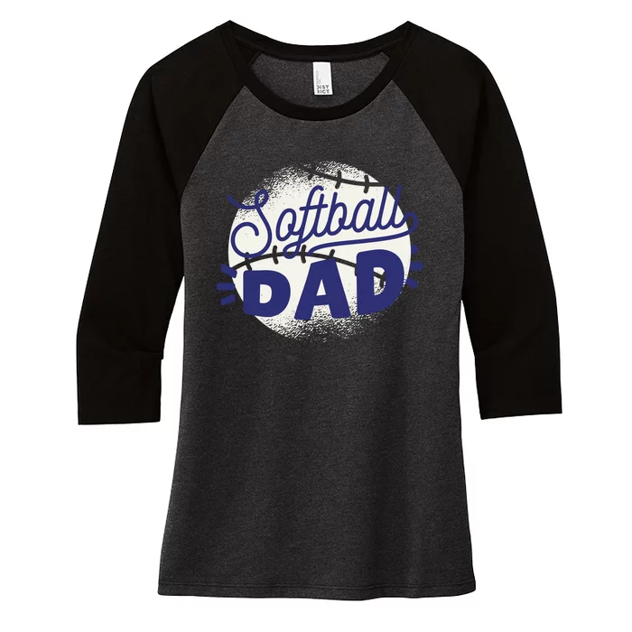 Softball Dad Women's Tri-Blend 3/4-Sleeve Raglan Shirt