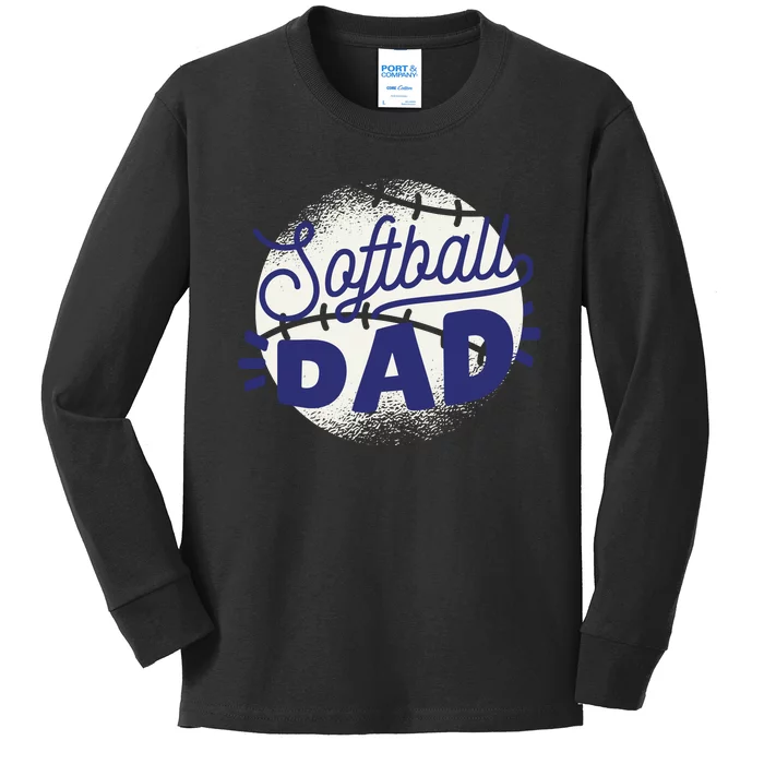 Softball Dad Kids Long Sleeve Shirt